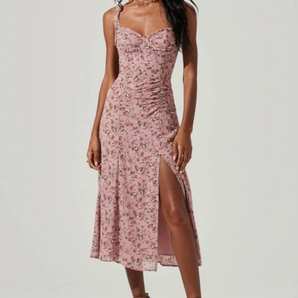 ASTR Milkmaid Tie Strap Floral Midi